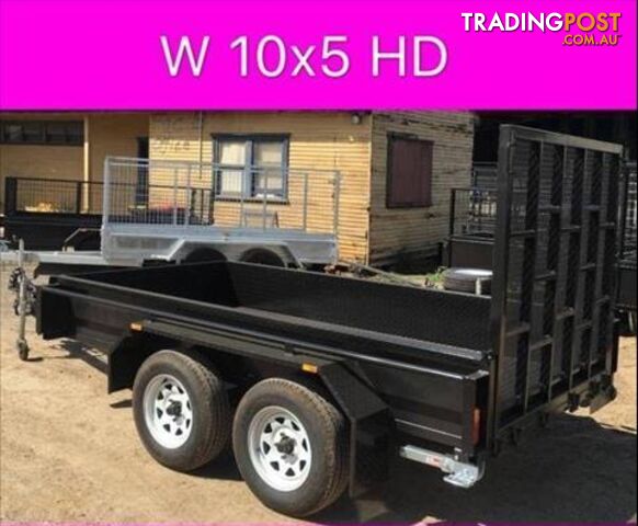 10x5 HD tandem trailer w ramp 2ton 1 pc fold 2.5mm checker plate