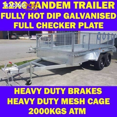 12x6 tandem trailer fully galvanised heavy duty trailer w cage 1