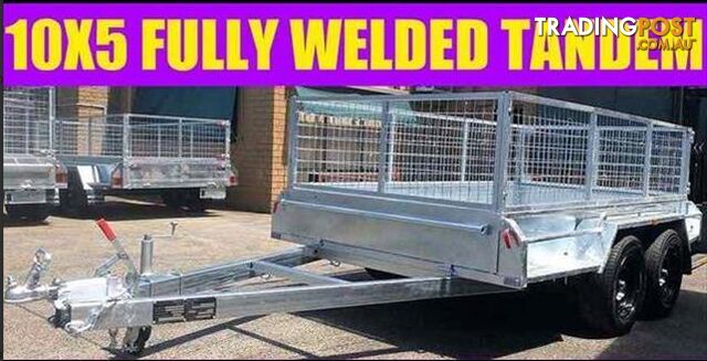 10X5 FULLY WELDED TANDEM TRAILER GALVANISED w CAGE BOX TRAILER sa