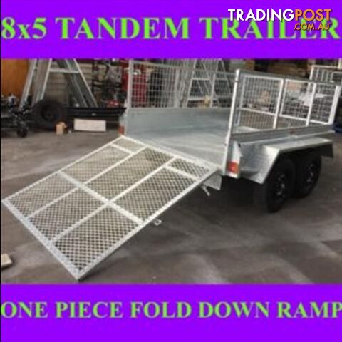 8X5 GALVANISED TANDEM TRAILER WITH FOLD DOWN RAMP 2000KGS ATM 1