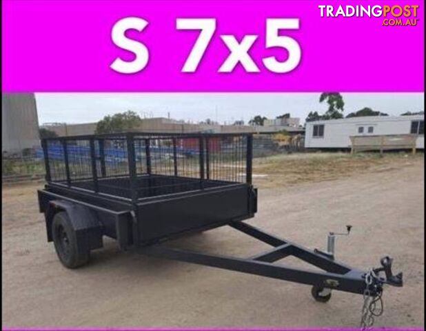 7x5 BOX TRAILER HEAVY DUTY CAGED 1 PCE FOLD FULL CHECKER PLATE