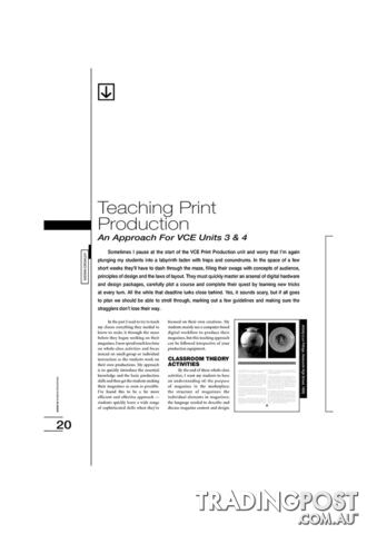Teaching Print Production: An Approach for VCE Units 3 and 4