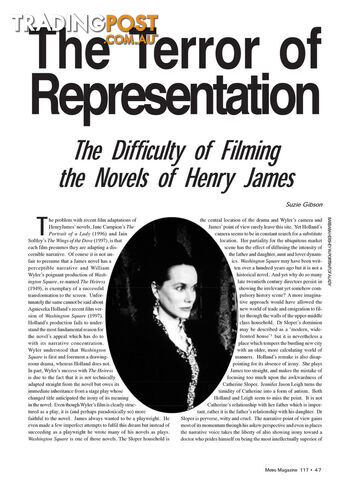 The Terror of Representation: The Difficulty of Filming the Novels of Henry James