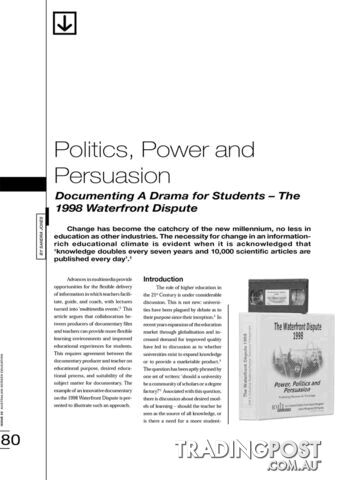 Politics, Power and Persuasion: Documenting a Drama for Students - The 1998 Waterfront Dispute