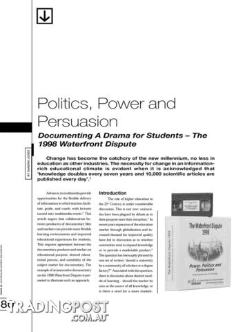 Politics, Power and Persuasion: Documenting a Drama for Students - The 1998 Waterfront Dispute