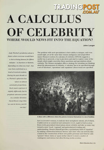 A Calculus of Celebrity: Where Would News Fit into the Equation?