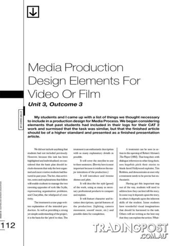 Media Production Design Elements for Video or Film