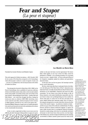 Fear and Stupor (La peur et stupeur): Luc Moullet on Mario Bava