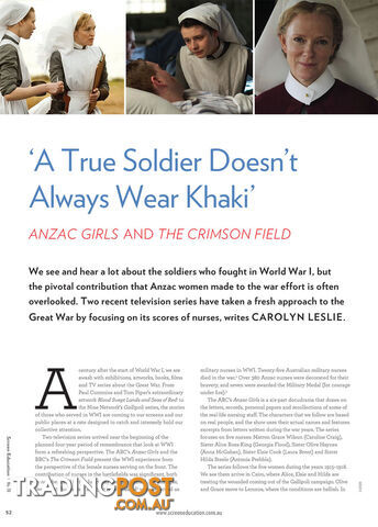'A True Soldier Doesn't Always Wear Khaki': Anzac Girls and The Crimson Field