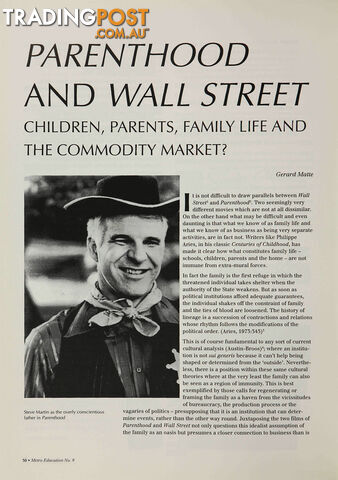 Parenthood' and 'Wall Street': Children, Parents, Family Life and the Commodity Market?