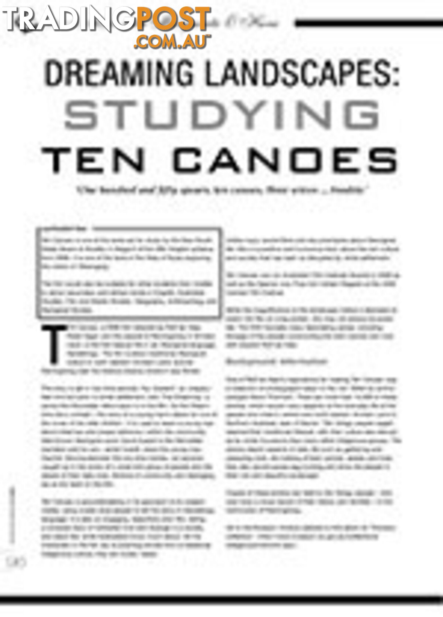 Dreaming Landscapes: Studying Ten Canoes