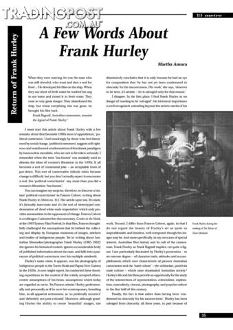 A Few Words About Frank Hurley
