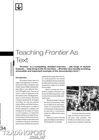 Teaching 'Frontier' as Text