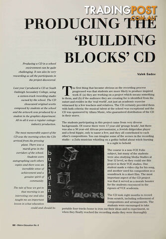 Producing the 'Building Blocks' CD