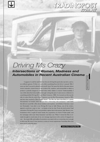Driving Ms Crazy': Intersections of Women, Madness and Automobiles in Recent Australian Cinema