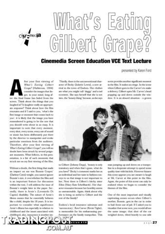 What's Eating Gilbert Grape?' Cinemedia Screen Education VCE Text Lecture