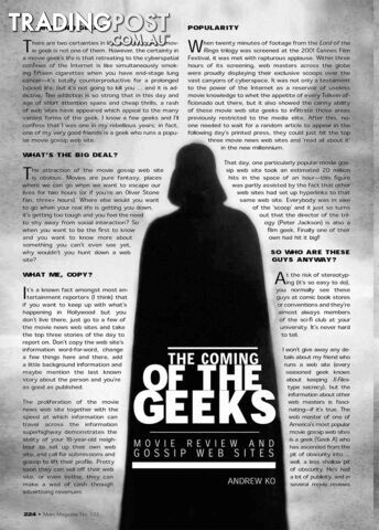 The Coming of the Geeks: Movie Review and Gossip Web Sites
