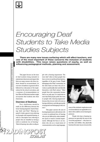 Encouraging Deaf Students to Take Media Studies Subjects