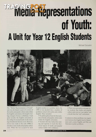 Media Representations of Youth: A Unit for Year 12 English Students
