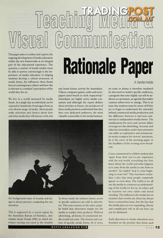 Teaching Media and Visual Communication: Rationale Paper