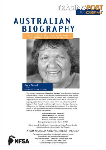 Australian Biography Series - Jill Winch (Study Guide)