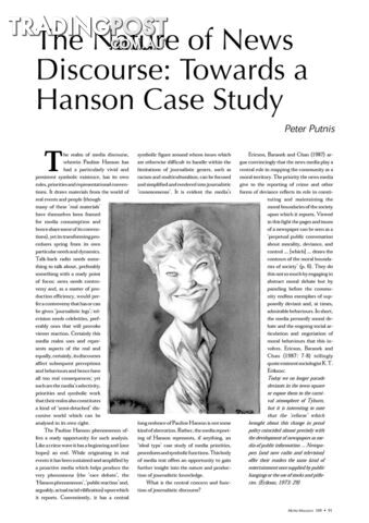 The Nature of News Discourse: Towards a Hanson Case Study