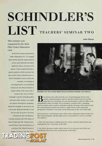Schindler's List': Teachers' Seminar Two