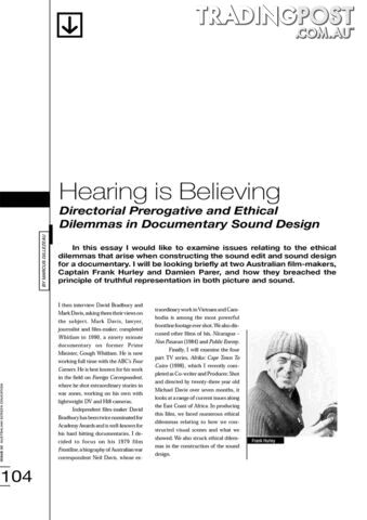 Hearing Is Believing: Directorial Prerogative and Ethical Dilemmas in...