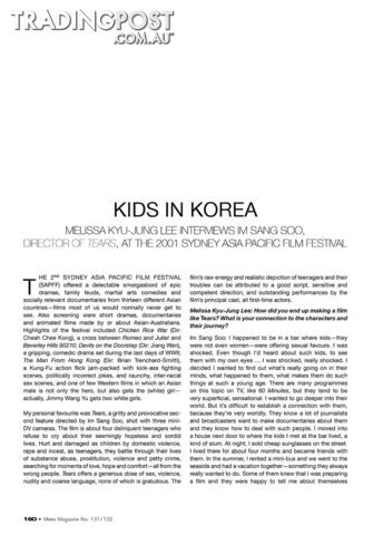 Kids in Korea: Melissa Kyu-Jung Lee interviews Im Sang Soo, Director of 'Tears', at the 2001 Sydney Asia Pacific Film Festival