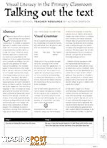 Visual Literacy in the Primary Classroom: Talking out the Text