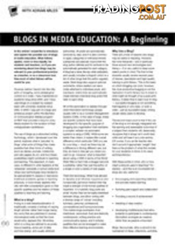 Blogs in Media Education: A Beginning