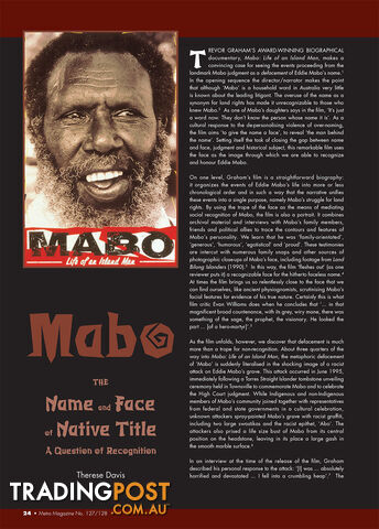 Mabo: The Name and Face of Native Title: A Question of Recognition
