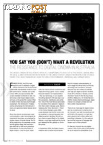 You Say You (Don't) Want a Revolution: The Resistance to Digital Cinema in Australia