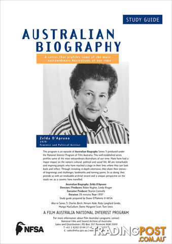 Australian Biography Series - Zelda D'Aprano (Study Guide)
