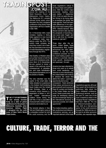 Culture, Trade, Terror and the World Trade Organization