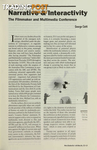 Narrative and Interactivity: The Filmmaker and Multimedia Conference