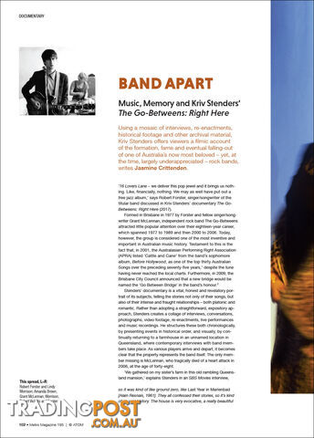 Band Apart: Music, Memory and Kriv Stenders' 'The Go-Betweens: Right Here'