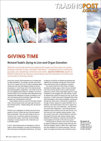 Giving Time: Richard Todd's 'Dying to Live' amd Organ Donation