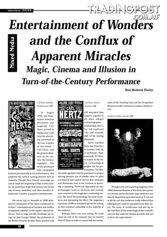 Entertainment of Wonders and the Conflux of Apparent Miracles: Magic, Cinema and...
