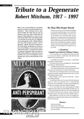 Tribute to a Degenerate: Robert Mitchum, 1917-1997