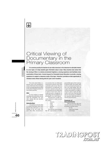 Critical Viewing of Documentary in the Primary Classroom