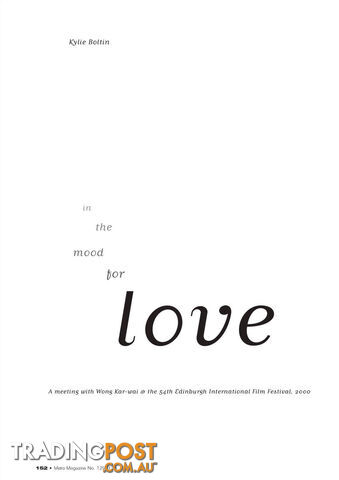 In the Mood for Love: A Meeting with Wong Kar-wai at the 54th Edinburgh...