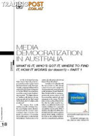 Media Democratization in Australia: What It Is, Who's Got It, Where to Find It,...
