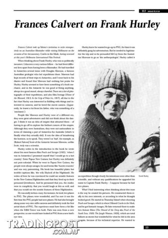 Frances Calvert on Frank Hurley