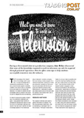 What You Need to Know to Work in Television