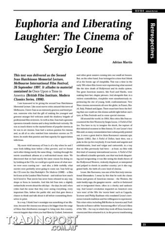 Euphoria and Liberating Laughter: The Cinema of Sergio Leone