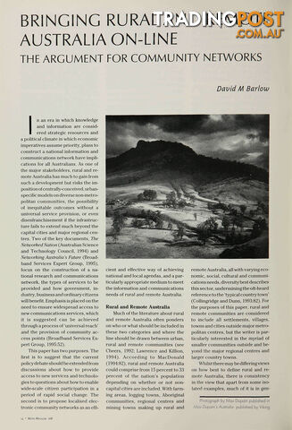 Bringing Rural and Remote Australia On-line: The Argument for Community...