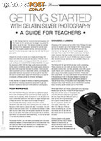 Getting Started with Gelatin Silver Photography: A Guide for Teachers