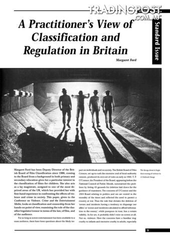 A Practitioner's View of Classification and Regulation in Britain