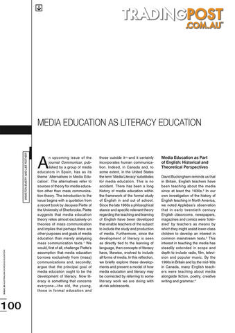 Media Education as Literacy Education